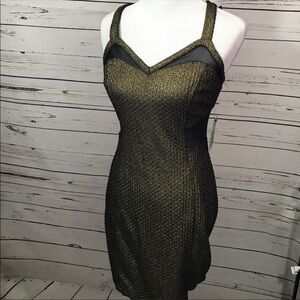 NWT Gold Express Bodycon Mesh Panel Dress